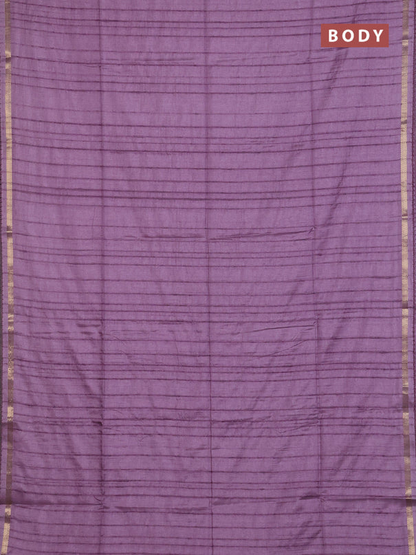 Matka silk saree pastel purple and wine shade with allover stripe pattern and zari woven border