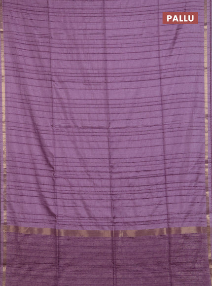 Makta silk saree pastel purple and wine shade with allover stripe pattern and zari woven border