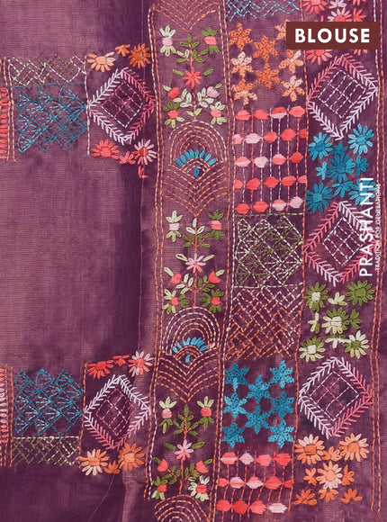 Makta silk saree pastel purple and wine shade with allover stripe pattern and zari woven border