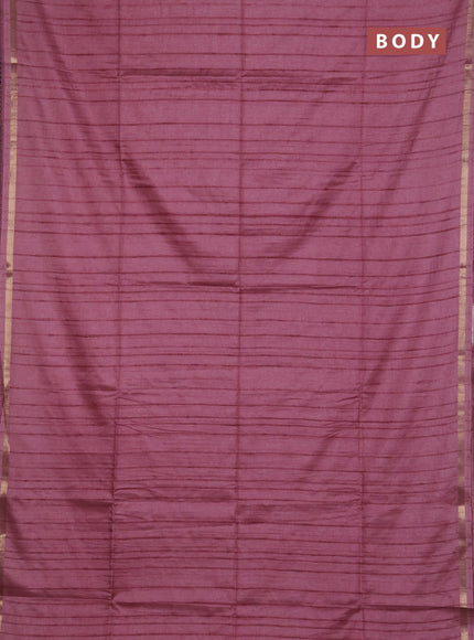 Makta silk saree mauve pink and pink with allover stripe pattern and zari woven border