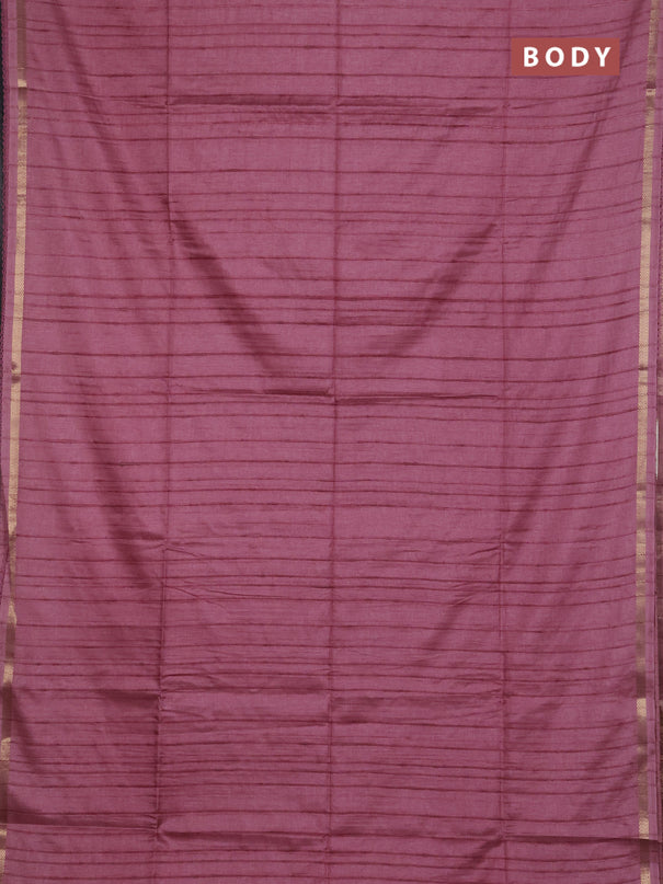 Matka silk saree mauve pink and pink with allover stripe pattern and zari woven border
