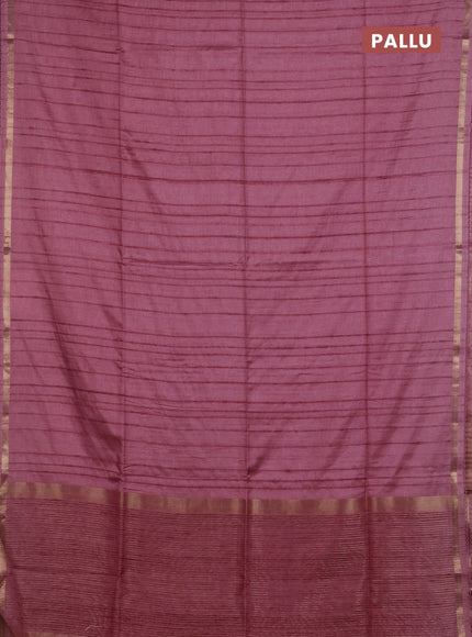 Makta silk saree mauve pink and pink with allover stripe pattern and zari woven border