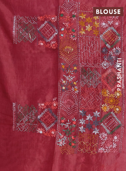 Makta silk saree mauve pink and pink with allover stripe pattern and zari woven border