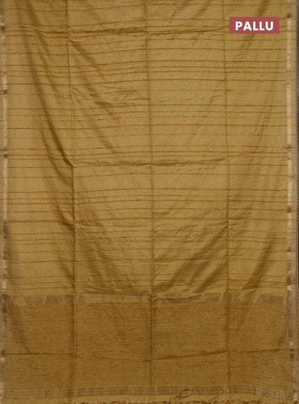 Makta silk saree mustard shade with allover stripe pattern and zari woven border