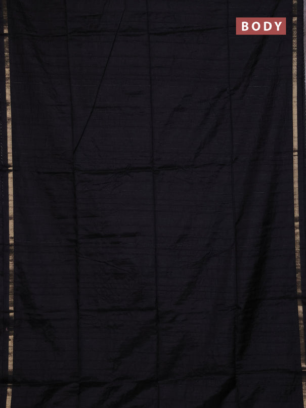 Matka silk saree black with allover stripe pattern and zari woven border