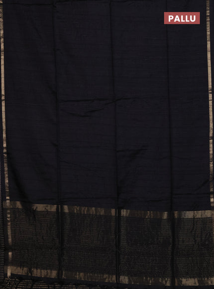 Makta silk saree black with allover stripe pattern and zari woven border