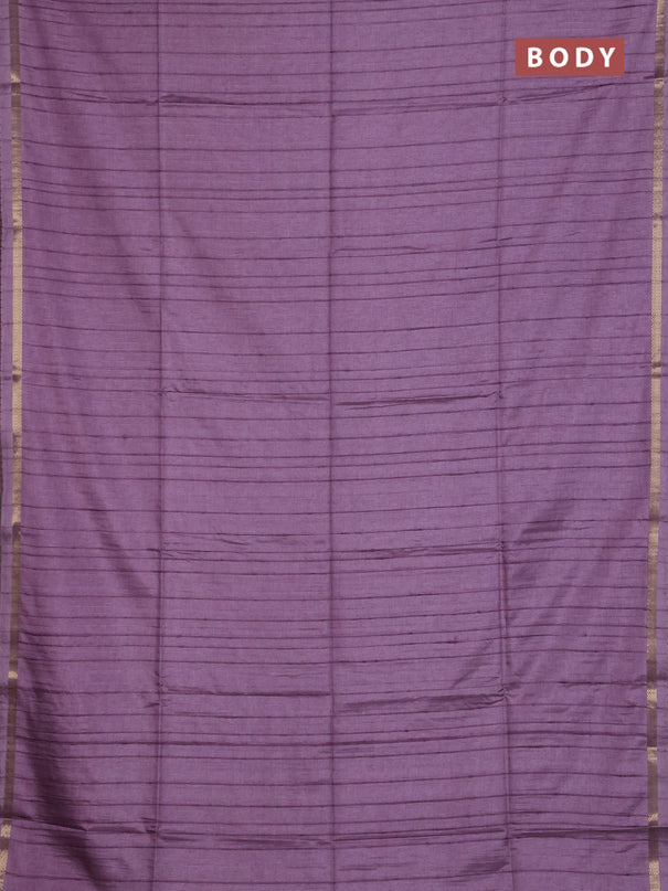 Matka silk saree lavender with allover stripe pattern and zari woven border