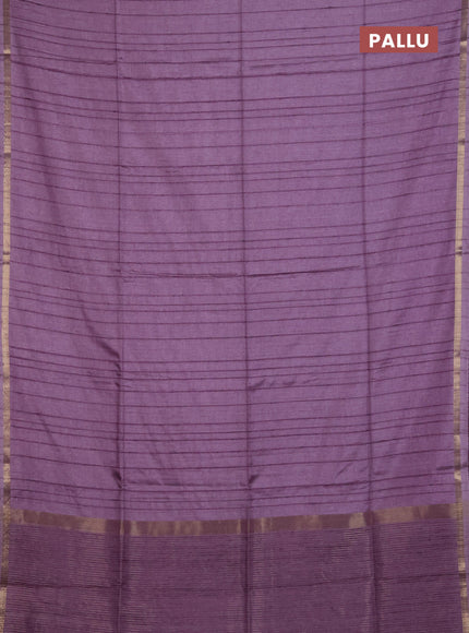 Makta silk saree lavender with allover stripe pattern and zari woven border