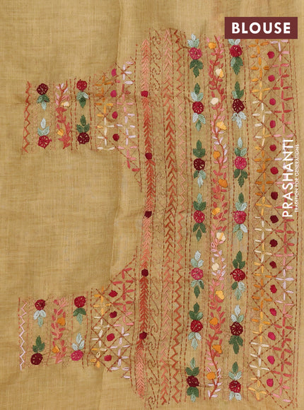 Makta silk saree mustard shade with allover stripe pattern and zari woven border