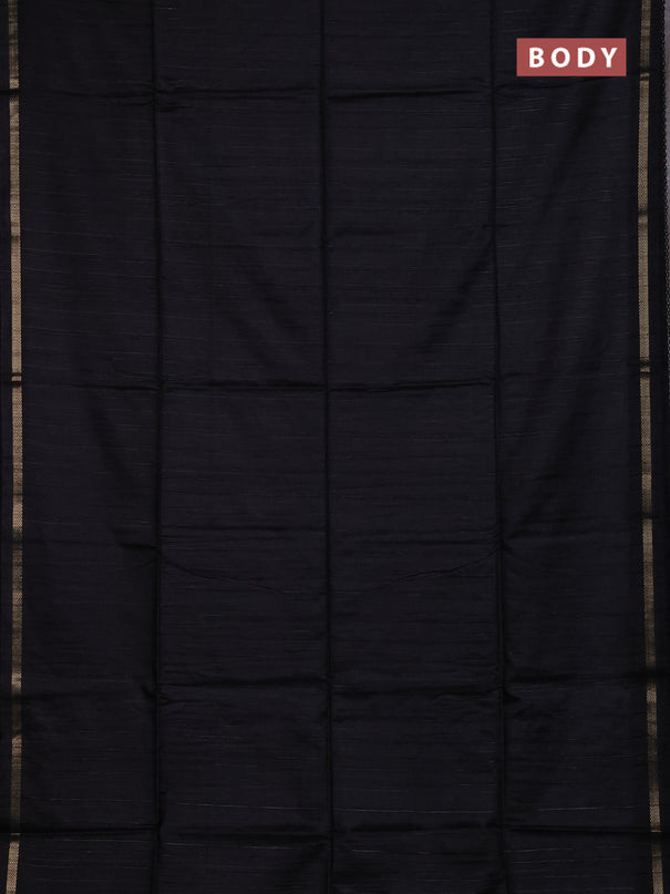 Matka silk saree black with allover stripe pattern and zari woven border