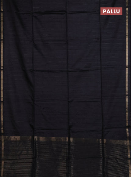 Makta silk saree black with allover stripe pattern and zari woven border