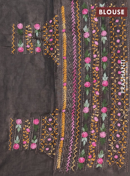 Makta silk saree black with allover stripe pattern and zari woven border