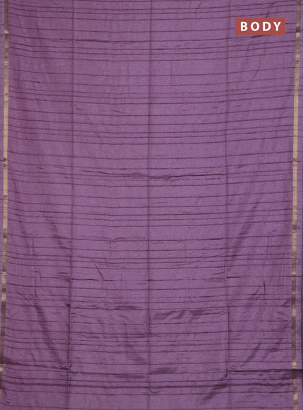 Makta silk saree lavender with allover stripe pattern and zari woven border