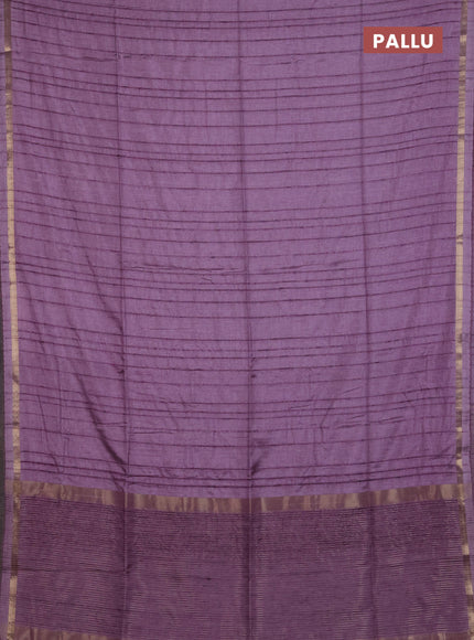 Makta silk saree lavender with allover stripe pattern and zari woven border