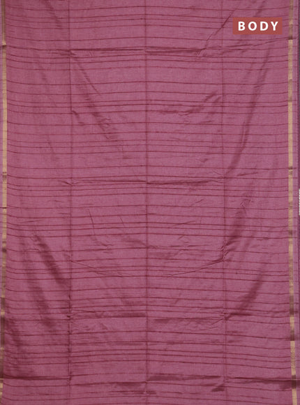 Makta silk saree mauve pink and pink with allover stripe pattern and zari woven border