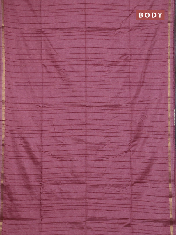Matka silk saree mauve pink and pink with allover stripe pattern and zari woven border