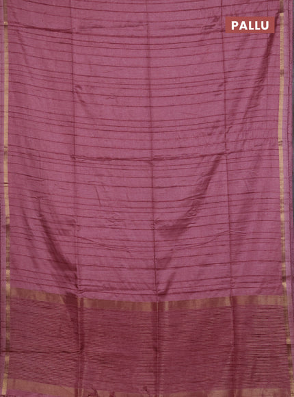 Makta silk saree mauve pink and pink with allover stripe pattern and zari woven border
