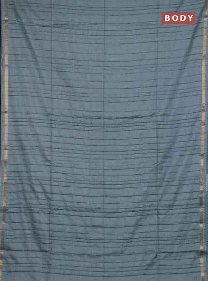 Makta silk saree teal green and peacock green with allover stripe pattern and zari woven border