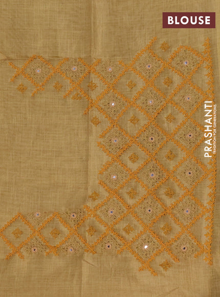 Makta silk saree mustard shade with allover stripe pattern and zari woven border