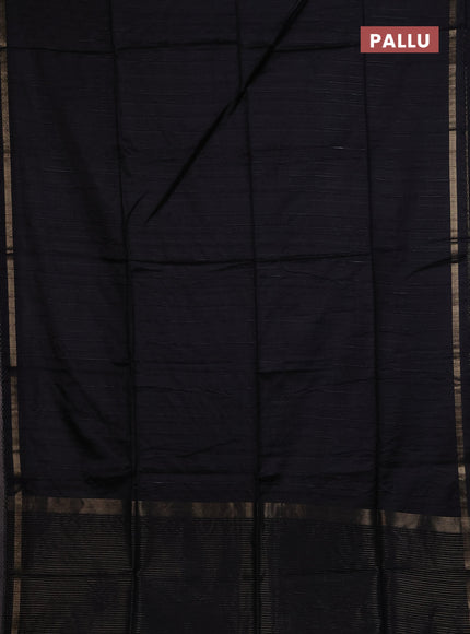 Makta silk saree black and elephant grey with allover stripe pattern and zari woven border