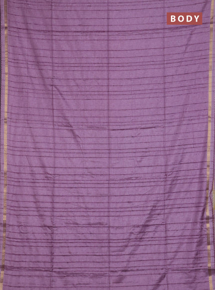 Makta silk saree pastel purple with allover stripe pattern and zari woven border