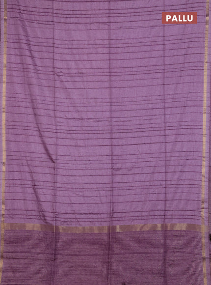 Makta silk saree pastel purple with allover stripe pattern and zari woven border