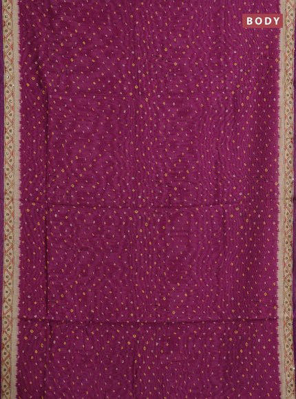 Semi linen saree pink and beige with allover bandhani prints and embroidery pallu & border
