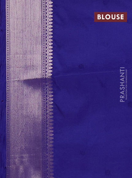 Semi soft silk saree navy blue with allover zari checks & buttas and zari woven butta border