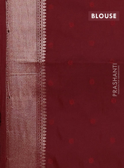 Semi soft silk saree maroon with allover zari checks & buttas and zari woven butta border