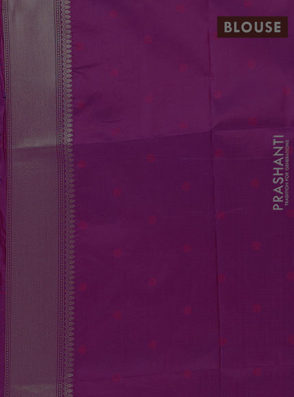 Semi soft silk saree purple with allover zari checks & buttas and zari woven butta border