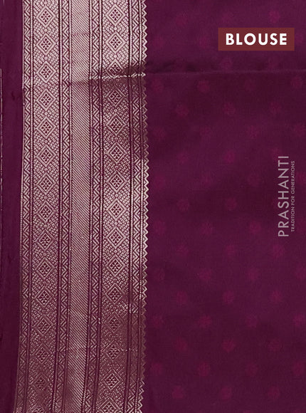 Semi soft silk saree deep purple with allover zari woven checked pattern and zari woven butta border