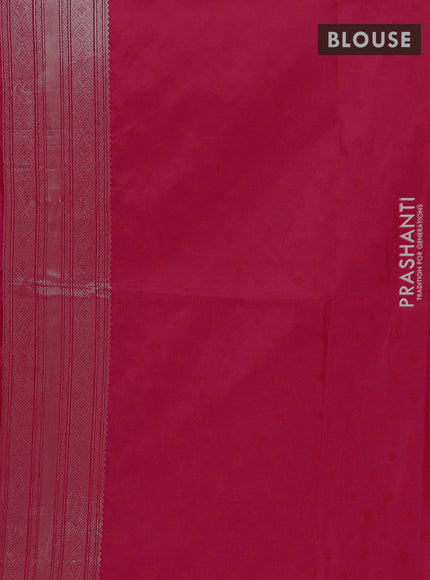 Semi soft silk saree tomato pink with allover zari woven checked pattern and zari woven butta border