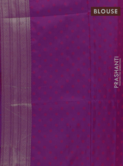 Semi soft silk saree purple with allover zari woven checked pattern and zari woven butta border