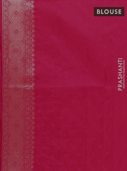 Semi soft silk saree tomato pink with allover zari woven buttas and zari woven butta border