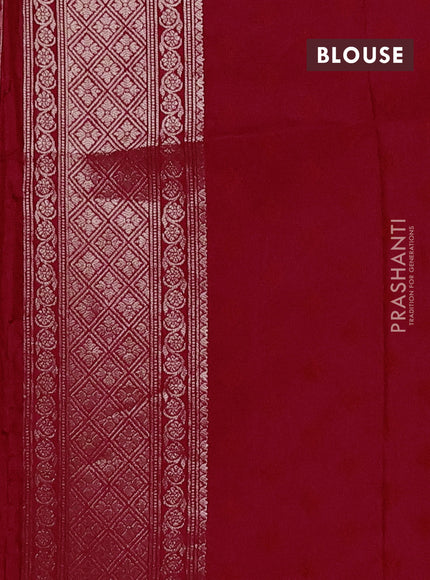 Semi soft silk saree tomato pink with allover zari woven checked pattern and zari woven butta border