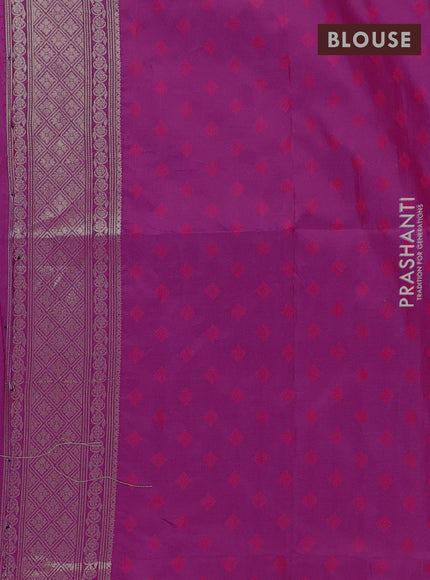 Semi soft silk saree purple with allover zari woven checked pattern and zari woven butta border