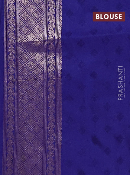 Semi soft silk saree navy blue with allover zari woven checked pattern and zari woven butta border