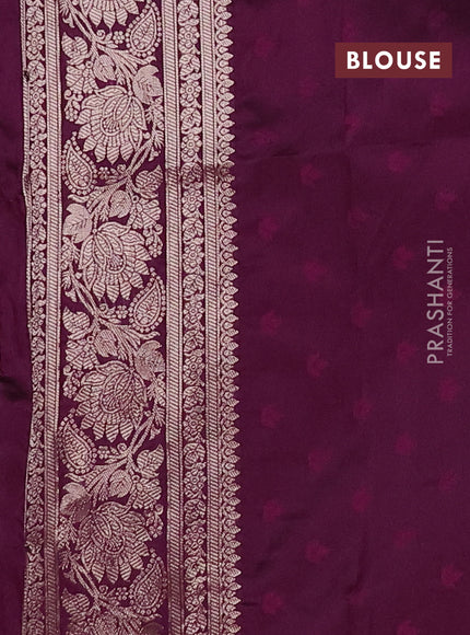 Semi soft silk saree deep purple with allover zari woven buttas and zari woven butta border