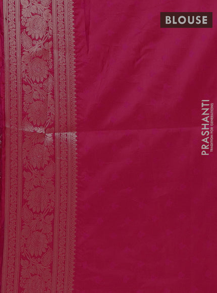 Semi soft silk saree tomato pink with allover zari woven buttas and zari woven butta border