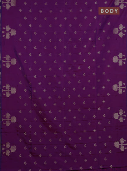 Semi soft silk saree purple with allover zari woven buttas and zari woven butta border