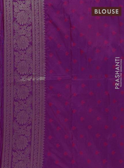 Semi soft silk saree purple with allover zari woven buttas and zari woven butta border