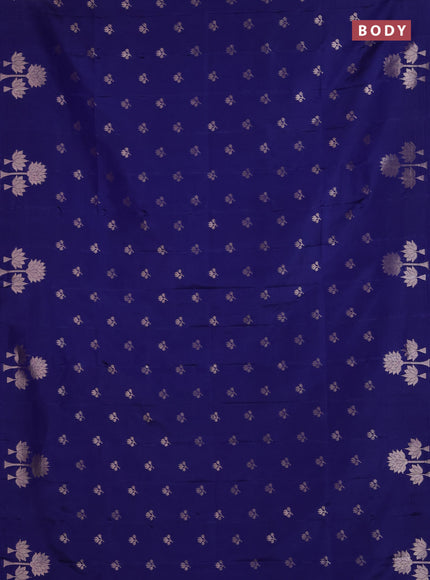 Semi soft silk saree navy blue with allover zari woven buttas and zari woven butta border