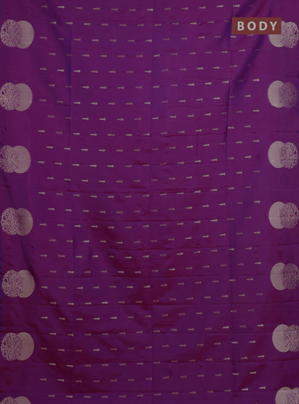 Semi soft silk saree purple with allover zari woven buttas and zari woven butta border