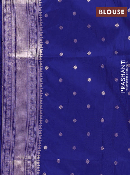 Semi soft silk saree navy blue with allover zari woven buttas and zari woven butta border