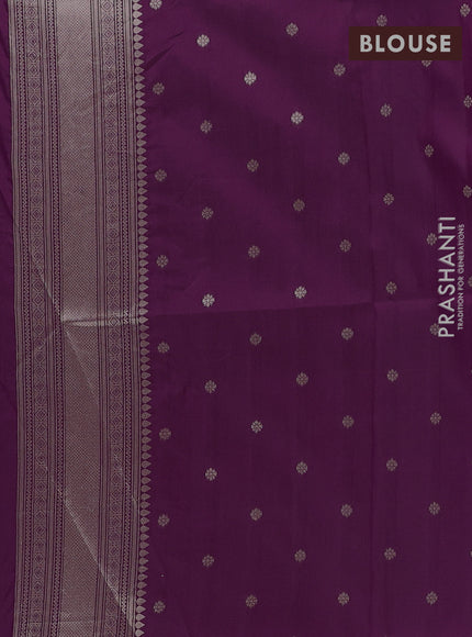 Semi soft silk saree deep purple with allover zari woven buttas and zari woven butta border