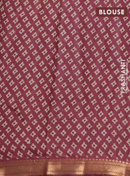 Semi maheshwari cotton saree black and wine shade with allover butta prints and zari woven border