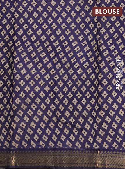 Semi maheshwari cotton saree green and black with allover butta prints and zari woven border