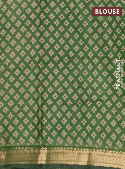Semi maheshwari cotton saree mustard yellow and green with allover butta prints and zari woven border