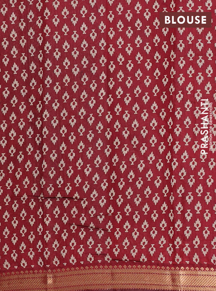 Semi maheshwari cotton saree navy blue and maroon with allover geometric prints and zari woven border