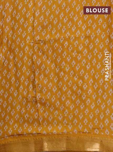 Semi maheshwari cotton saree maroon and mustard yellow with allover geometric prints and zari woven border